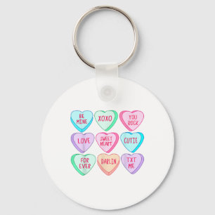 Candy Sweet Hearts Love Valentines Day Shirt Women Key Ring