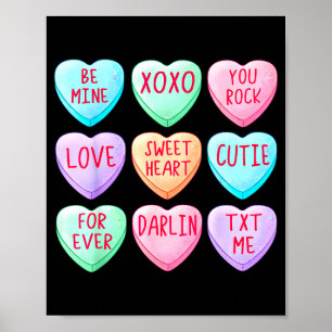 Candy Sweet Hearts Love Valentines Day Shirt Women Poster
