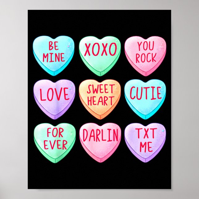 Candy Sweet Hearts Love Valentines Day Shirt Women Poster (Front)