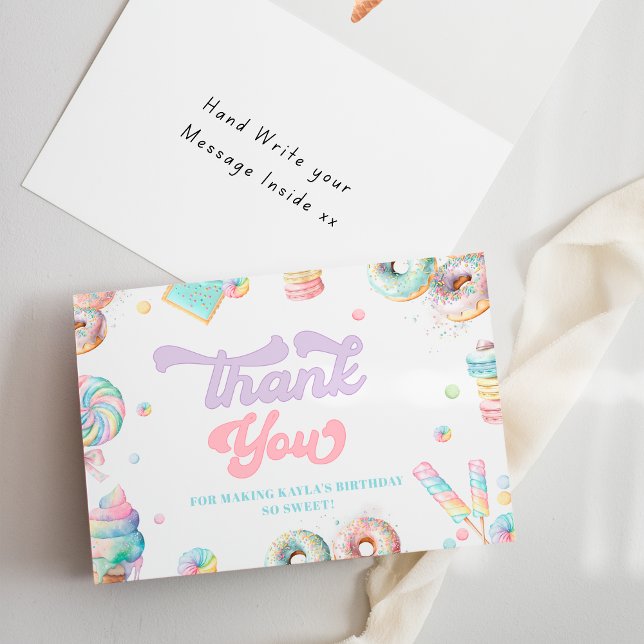 Candy Sweet Shop Pastel Girls Birthday Thank You Card (Creator Uploaded)