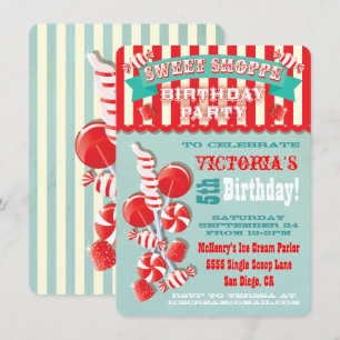 Candy Sweet Shoppe Birthday Party Invitation