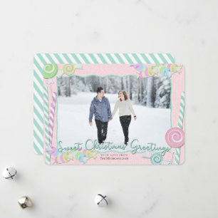 Candy Sweets Christmas with Photo Holiday Card