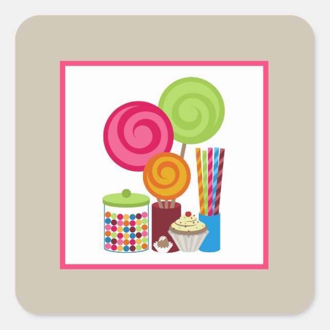 Candy & Sweets Square Sticker (Front)