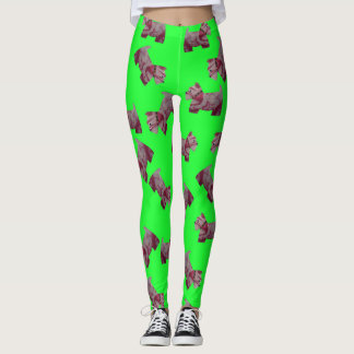 Candy Swirl Scottie Terrier green background Leggings