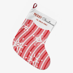 Candy Swirl Snowflakes Christmas Stocking