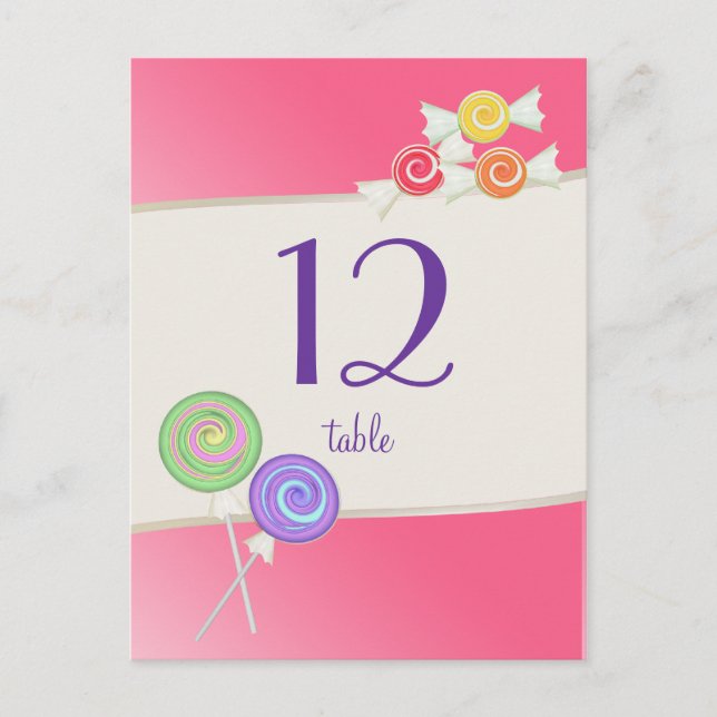 Candy Table Number Watermelon Pink Postcard (Front)