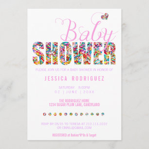 Candy Theme Baby Shower Party It's a Girl Invitation