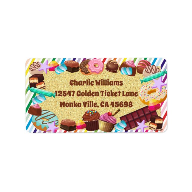 Candy theme, chocolate, food, doughnuts, rainbow p label (Front)