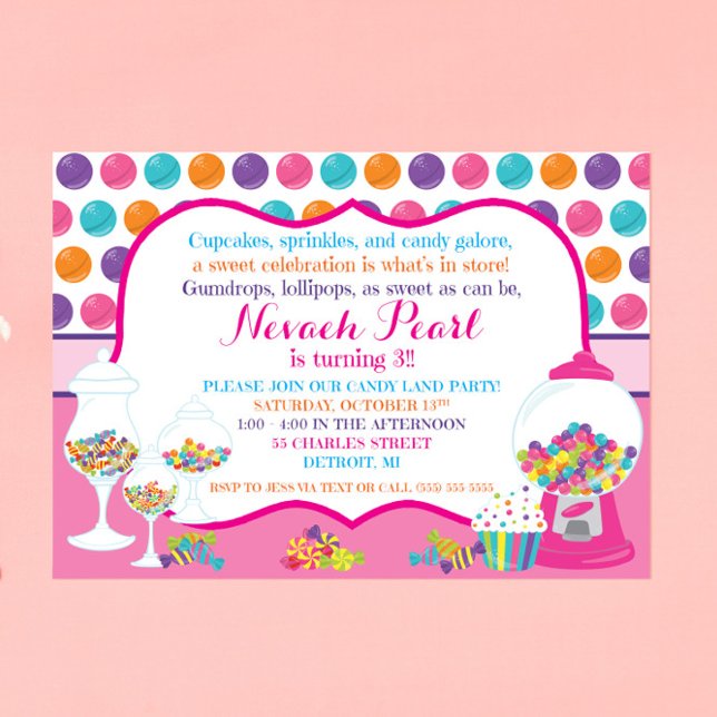 Candy Themed Birthday Party Invitation (Creator Uploaded)