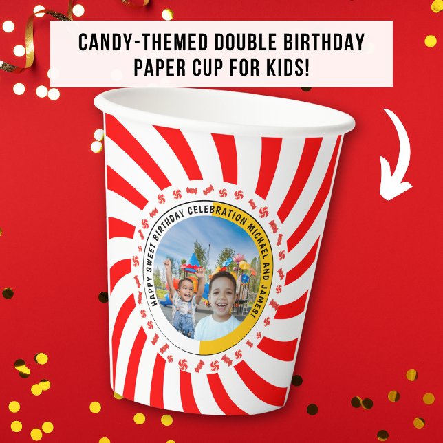 Candy Themed Double Birthday Celebration Paper Cups (Creator Uploaded)