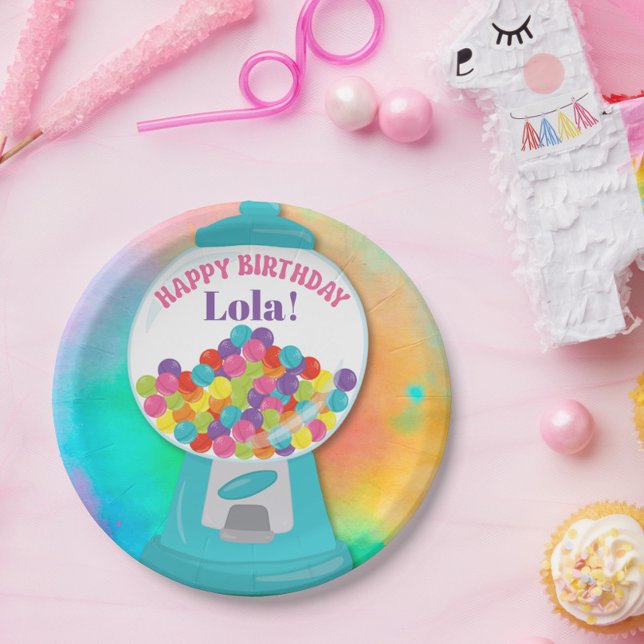 Candy Themed Girl's Colourful Rainbow Birthday Paper Plate (Candy Themed Girl's Colorful Rainbow Birthday Paper Plates
)