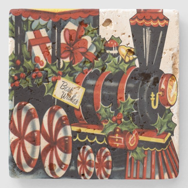Candy Train Christmas Stone Coaster (Front)