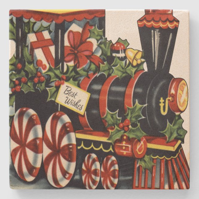 Candy Train Christmas Stone Coaster (Front)