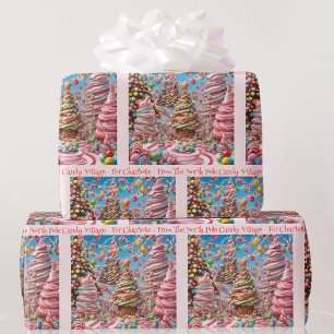 Candy Village Add Girl's Name Pink Christmas Wrapping Paper