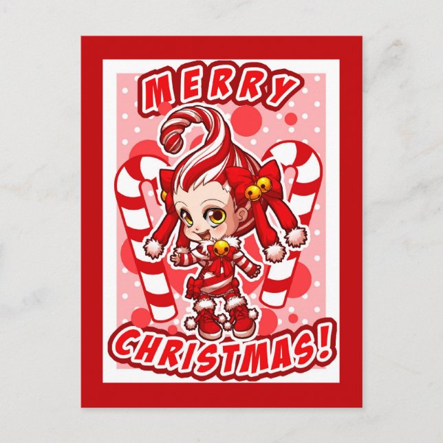 Candycane-chan Christmas Postcard (Front)