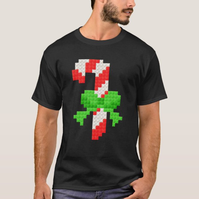 Candycane Christmas Master Builder Block Brick Bui T-Shirt (Front)