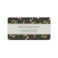 Candycane pattern green return address labels