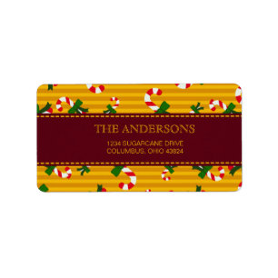 Candycane pattern yellow return address labels
