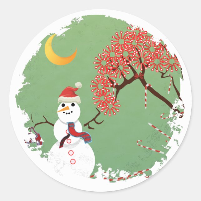 CandyCane Snowman Sticker (Front)