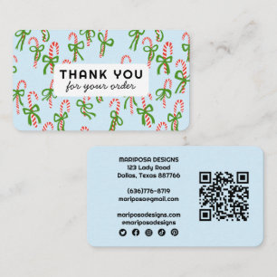 Candycanes Customer Order Thank You QR Code Social Business Card