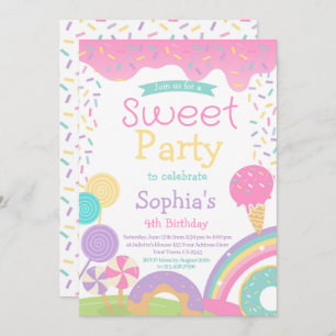Candyland and Ice Cream Fully Customisable Invitation