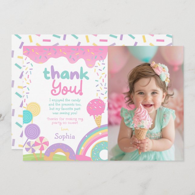 Candyland and Ice Cream Fully Customisable Invitation (Front/Back)