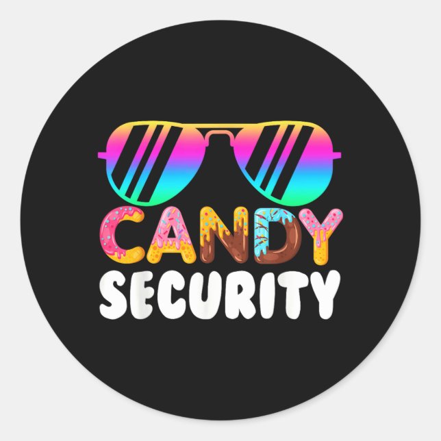 Candyland Candy Security Funny Candy Halloween Classic Round Sticker (Front)