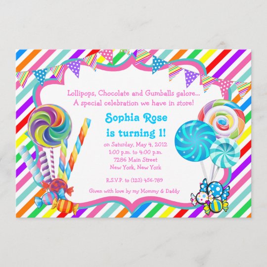 Candyland Candy Theme Birthday Invitation | Zazzle.com.au