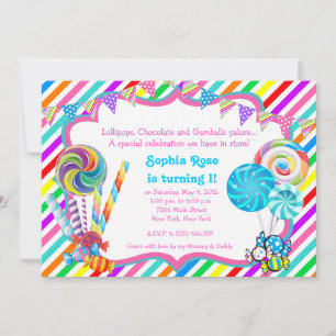 Candyland Candy Theme Birthday Invitation