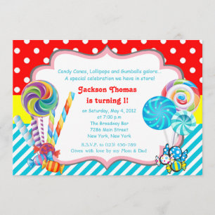 Candyland candy Theme Birthday Invitation