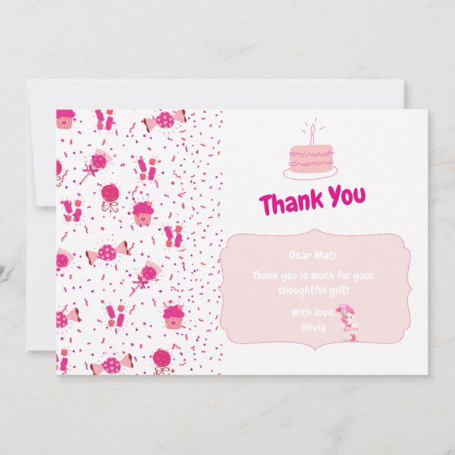 Candyland Kids Birthday Gift Appreciation Thank You Card (Front)