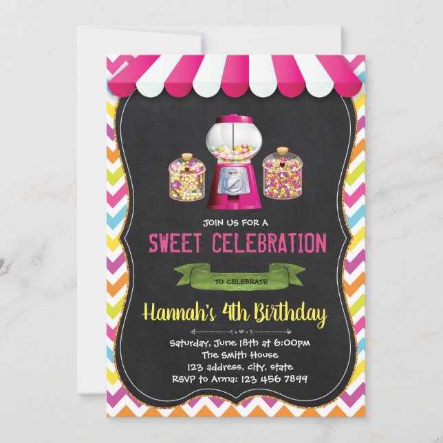 candyland shop birthday invitation (Front)