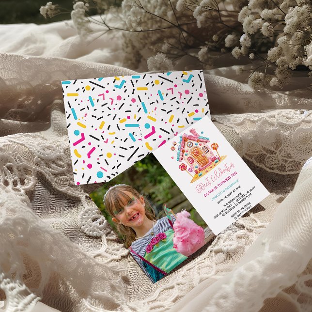 Candyland Sweet Celebration Kids Birthday photo Invitation (Candyland Sweet Celebration Kids Birthday Party  invitation)