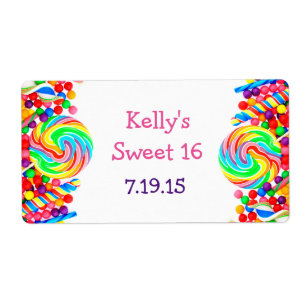 Candyland Theme Sweet 16 Custom Favour Label
