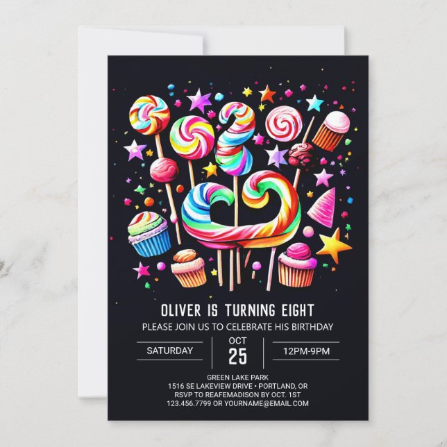 Candyland Whimsy Birthday Invitation (Front)