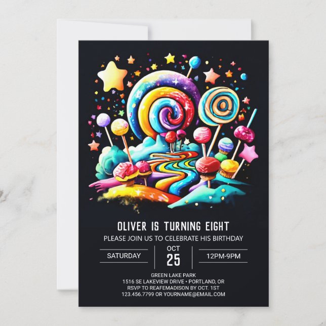 Candyland Whimsy Birthday Invitation (Front)