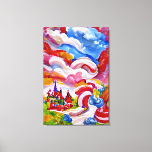 Candyland Wonderland Blue Sky White Clouds Canvas Print
