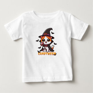 candyween - cat witch halloween baby T-Shirt