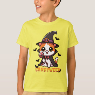 candyween - cat witch halloween T-Shirt