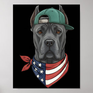 Cane Corso AAAmerican Flag Dog - Patriotic USA Dog Poster