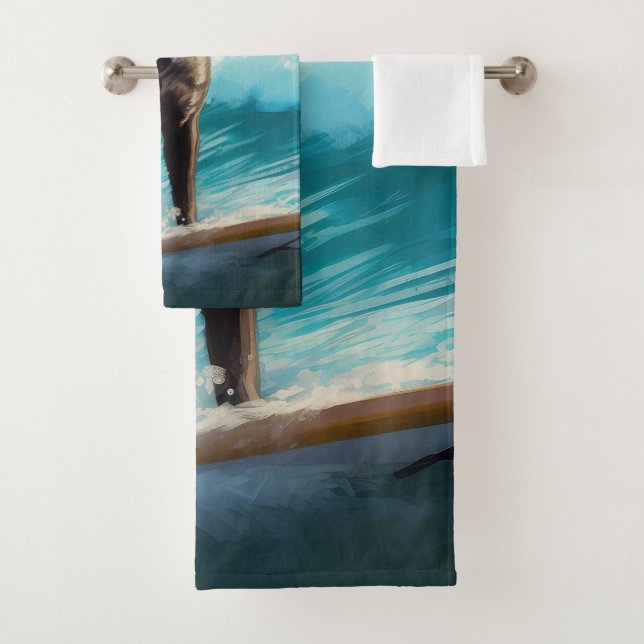 Cane Corso Beach Surfing Painting Bath Towel Set (Insitu)
