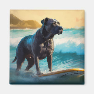 Cane Corso Beach Surfing Painting Magnet