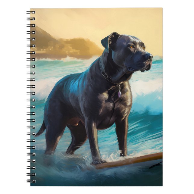 Cane Corso Beach Surfing Painting Notebook (Front)