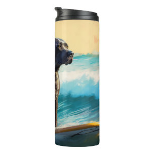 Cane Corso Beach Surfing Painting Thermal Tumbler