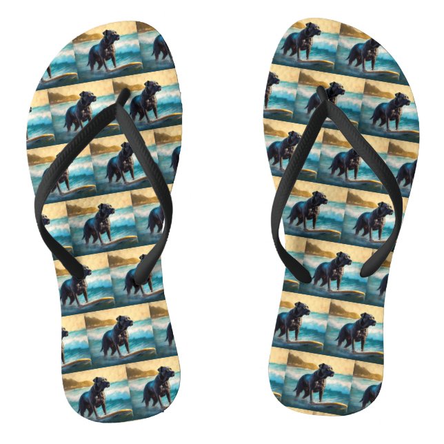 Cane Corso Beach Surfing Painting Thongs (Footbed)