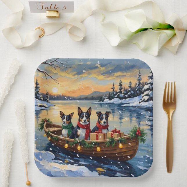 Cane Corso Christmas Boat Holiday Paper Plate (Wedding)