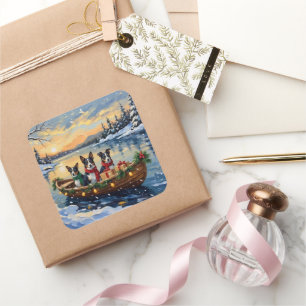 Cane Corso Christmas Boat Holiday Square Sticker