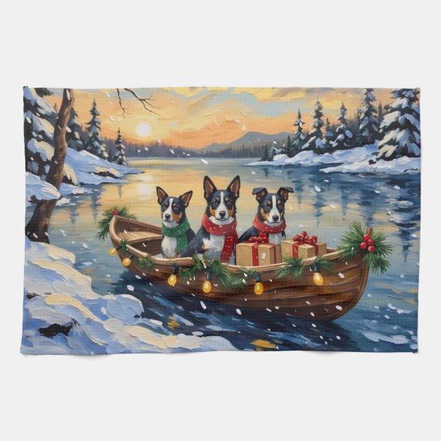 Cane Corso Christmas Boat Holiday Tea Towel (Horizontal)