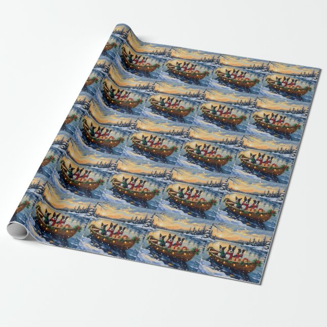 Cane Corso Christmas Boat Holiday Wrapping Paper (Unrolled)