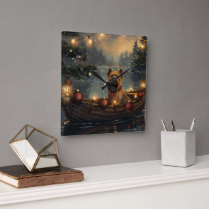 Cane Corso Christmas Festive Voyage Square Wall Clock